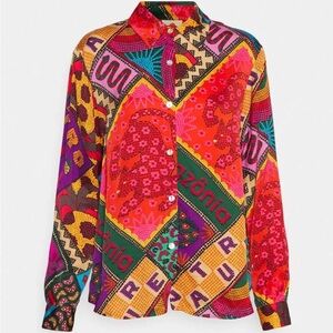 Farm Rio Dotted Patch Scarf Shirt (T1)
